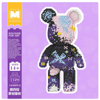 MPIN 7129 | Graffiti Pink-Purple Bear DIY Building Block Set (6,050 Pcs) - 43cm