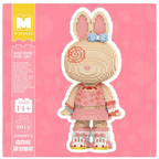 MPIN M8013 MOMO Pink Skirt Bunny (6900 Teile), 55 cm, Hase mit Rosa Kleid im Cute Style, Mikro-3D Klemmbaustein Set für Erwachsene und Jugendliche, DIY Dekofigur & Sammlerstück