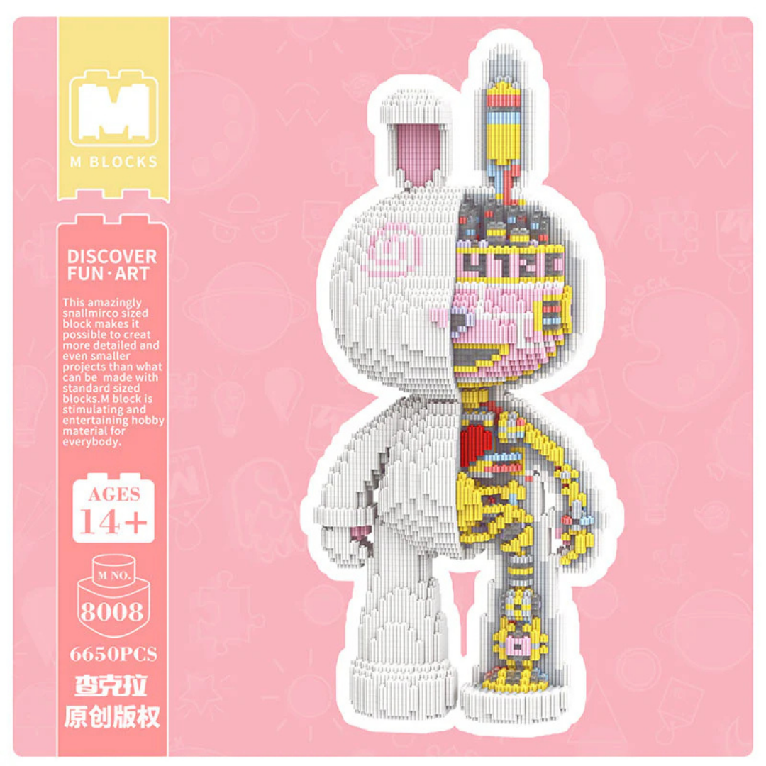 MPIN M8008 MOMO Mechanical Half-Anatomical Rabbit (6650 Teile), 55 cm, Mechanischer Anatomie-Hase, Mikro-3D Klemmbaustein Set für Erwachsene und Jugendliche, Mecha Deko & Sammlerstück