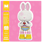 MPIN M8005 MOMO Heart Gesture Rabbit Klemmbausteine (6400 Teile), 55 cm, Herz Hase Mikro-3D Tier-Bausteine für Erwachsene und Kinder, DIY Klemmbaustein Set, Süße Deko & Sammlerstück