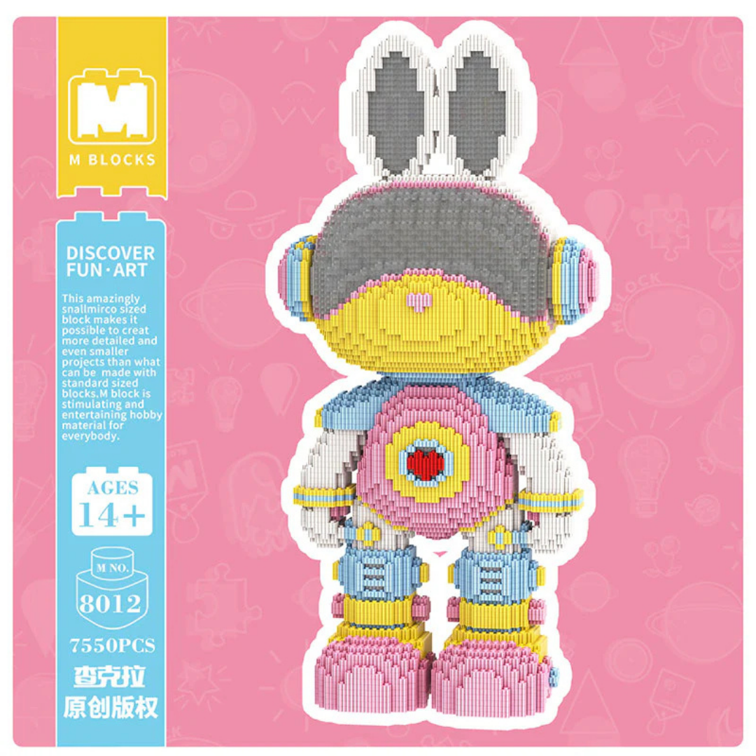 MPIN M8012 MOMO Interstellar Girl Bunny (7550 Teile), 55 cm, Interstellarer Girl Bunny im Pastell Sci-Fi Style, Mikro-3D Klemmbaustein Set für Erwachsene und Jugendliche, DIY Deko & Sammlerstück