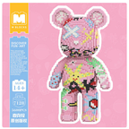 MPIN 7128 | Graffiti Pink Bear - Cute Power Bear DIY Building Block Set (6,250 Pcs) - 43cm