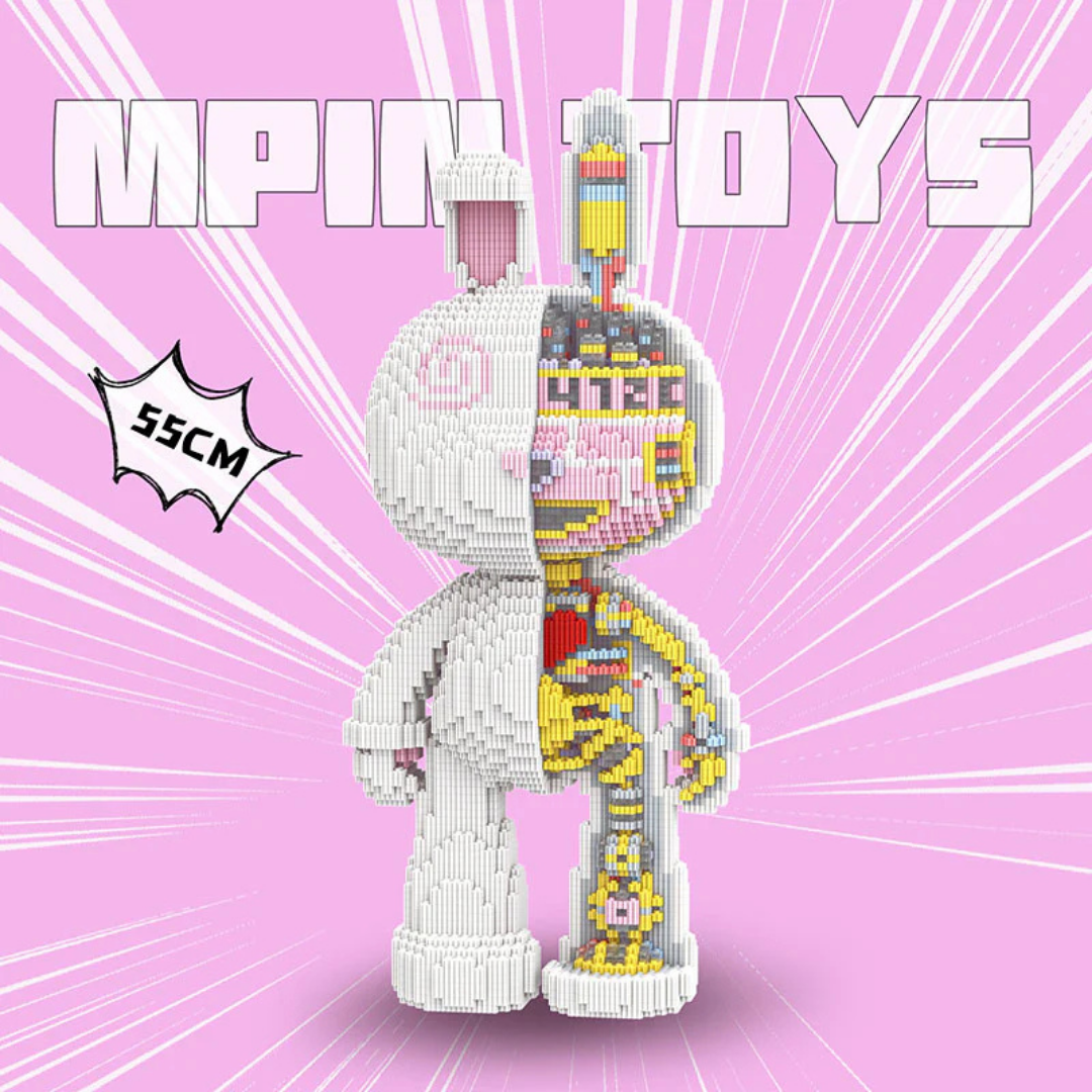 MPIN M8008 MOMO Mechanical Half-Anatomical Rabbit (6650 Teile), 55 cm, Mechanischer Anatomie-Hase, Mikro-3D Klemmbaustein Set für Erwachsene und Jugendliche, Mecha Deko & Sammlerstück
