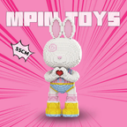 MPIN M8005 MOMO Heart Gesture Rabbit Klemmbausteine (6400 Teile), 55 cm, Herz Hase Mikro-3D Tier-Bausteine für Erwachsene und Kinder, DIY Klemmbaustein Set, Süße Deko & Sammlerstück