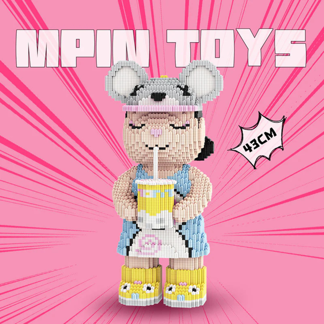 MPIN 7115 | Summer Milk Tea Bear DIY Building Block Set (6,300 Pcs) - 43cm