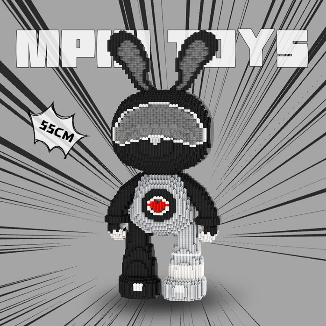 MPIN M8011 MOMO Interstellar Boy Bunny (6550 Teile), 55 cm, Interstellarer Sci-Fi Hase, Mikro-3D Klemmbaustein Set für Erwachsene und Jugendliche, Futuristische Deko & Sammlerstück