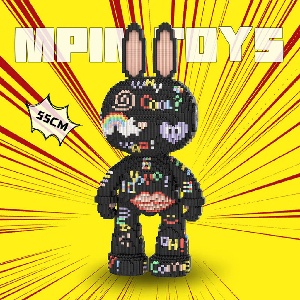 MPIN M8002 MOMO Scribble Rabbit Klemmbausteine (7150 Teile), 55 cm, Graffiti Hase Mikro-3D Tier-Bausteine für Erwachsene und Kinder, DIY Klemmbaustein Set, Street-Art Deko & Sammlerstück