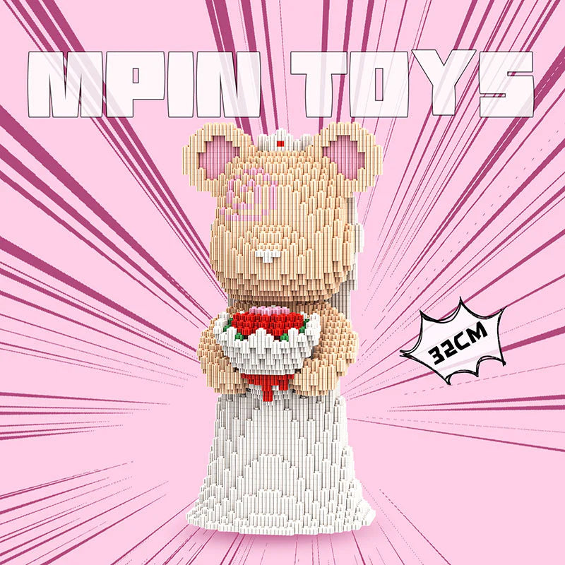 MPIN 6616 | Bride Bear DIY Building Block Set (2,950 Pcs) - 32cm