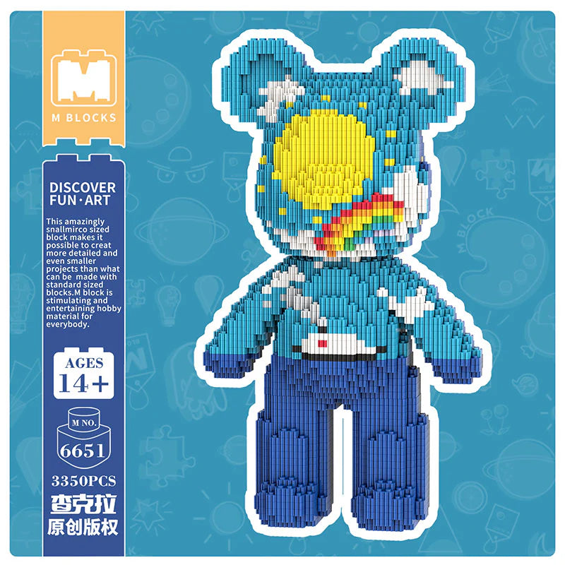 MPIN MP-6651 | Day & Night Starry Sky Bear DIY Building Block Set (3,350 Pcs) - 32cm