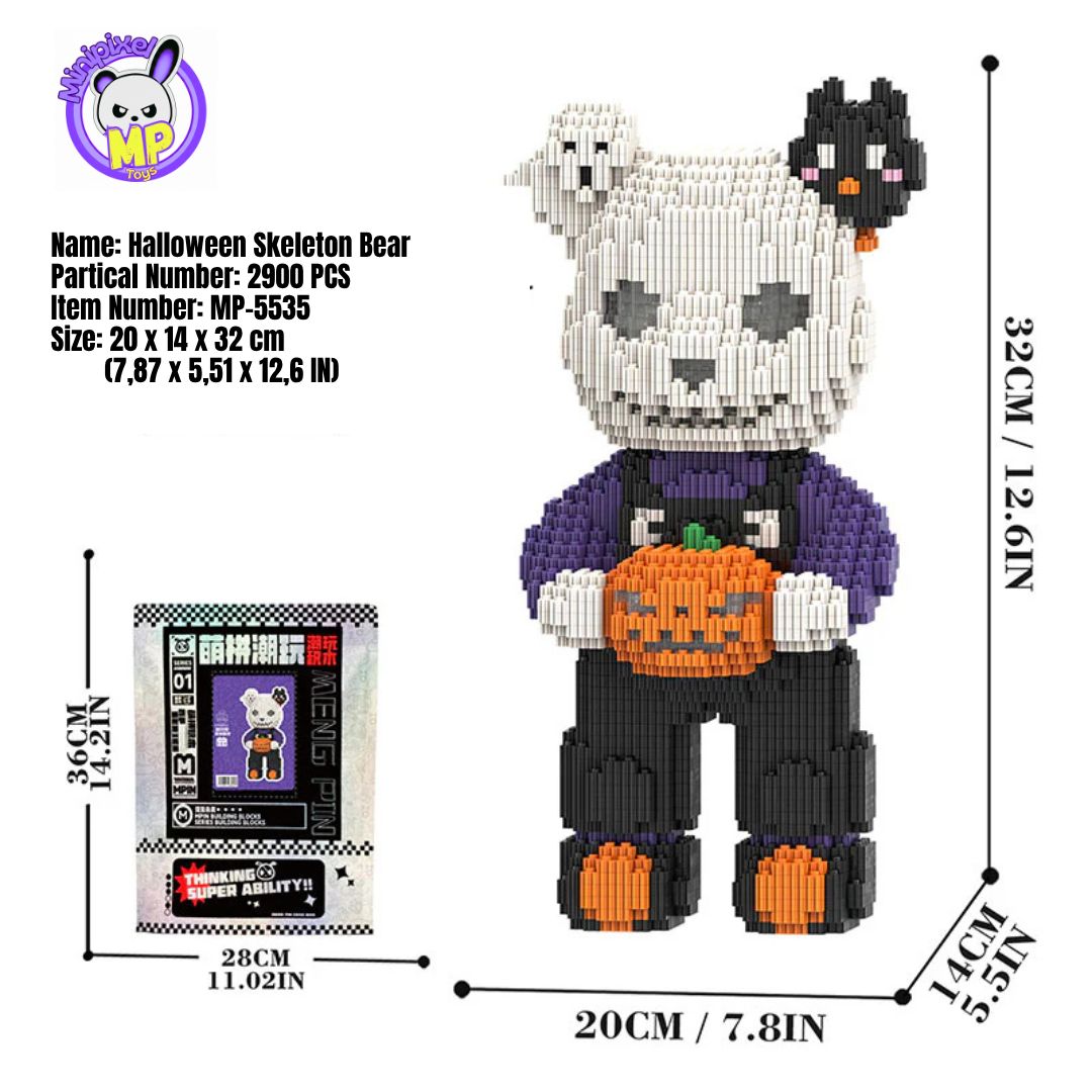 MPIN 5535 | TK Skull Bear - Cute Bear DIY Building Block Set (2,900 Pcs) - 32cm