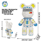 MPIN MP-6600 | Male Astronaut Bear DIY Building Block Set (3,050 Pcs) - 32cm