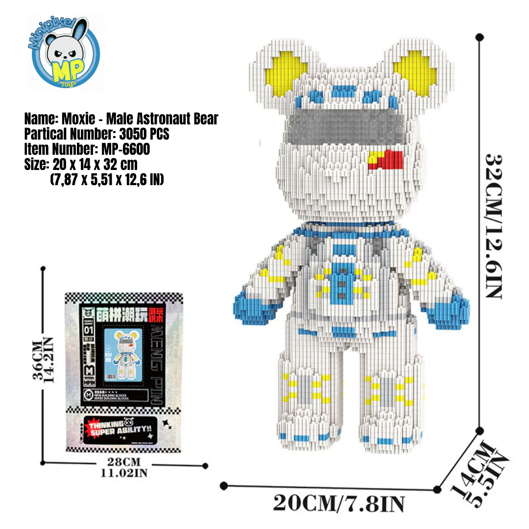 MPIN MP-6600 | Male Astronaut Bear DIY Building Block Set (3,050 Pcs) - 32cm