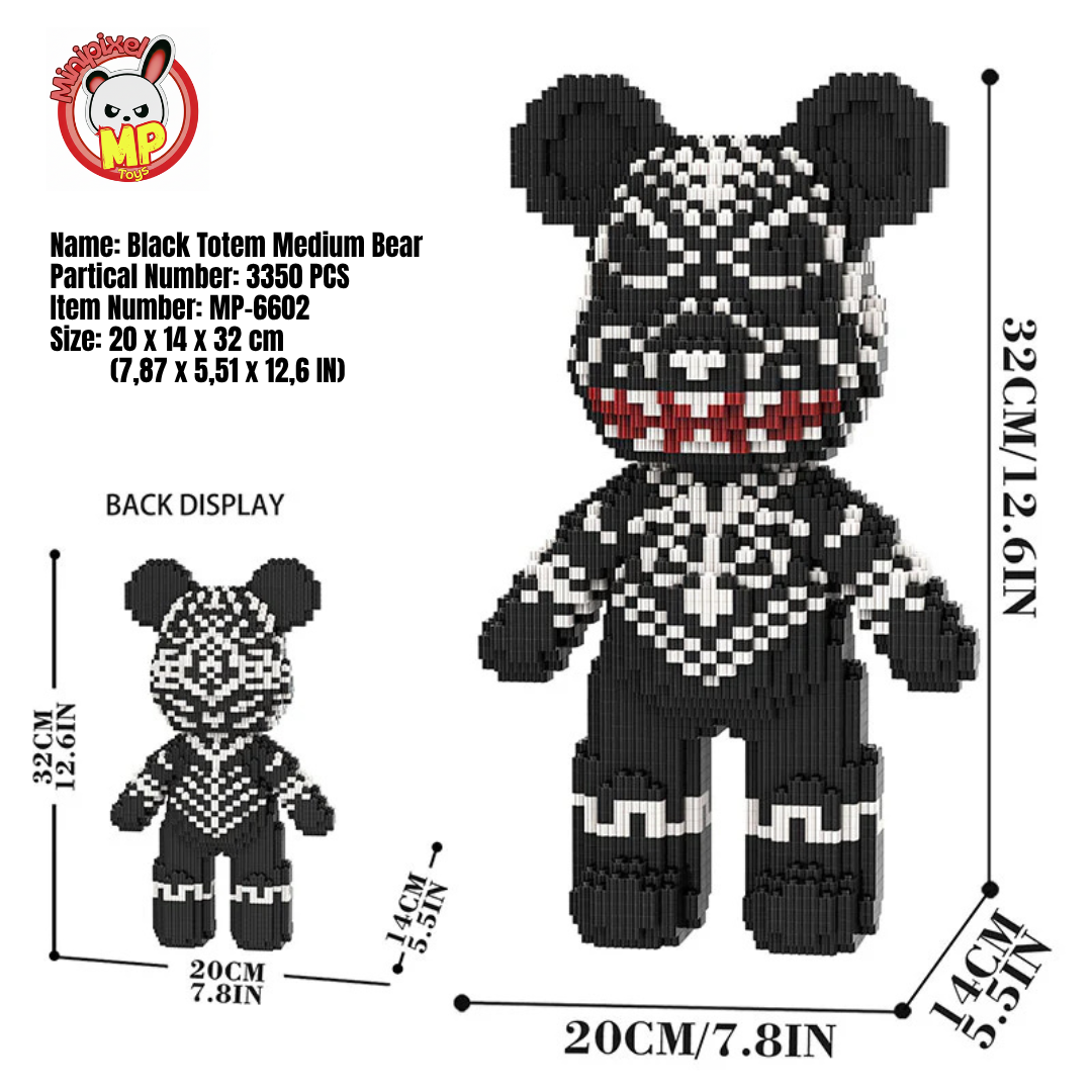 MPIN MP-6602 | Black Totem Bear DIY Building Block Set (3,350 Pcs) - 32cm