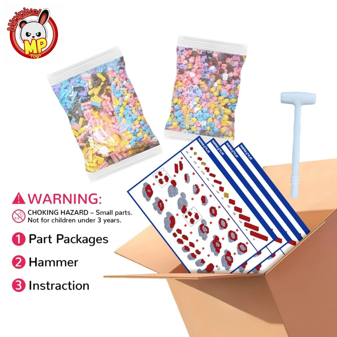 MPIN MP-6603 | Pili Pala Bear DIY Building Block Set (3,250 Pcs) - 32cm