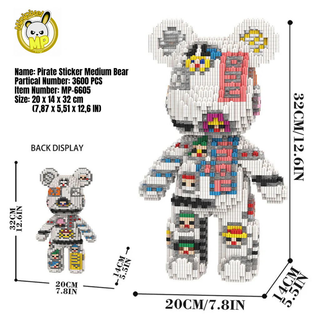 MPIN MP-6605 | Pirate Sticker Bear DIY Building Block Set (3,600 Pcs) - 32cm