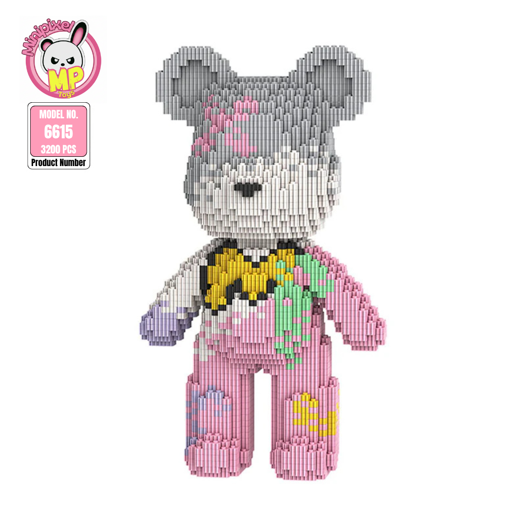 MPIN 6615 | Adorable Building Commemorative Bear - Cute Power Bear DIY Building Block Set (3,200 Pcs) - 32cm