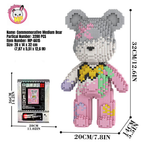 MPIN 6615 | Adorable Building Commemorative Bear - Cute Power Bear DIY Building Block Set (3,200 Pcs) - 32cm
