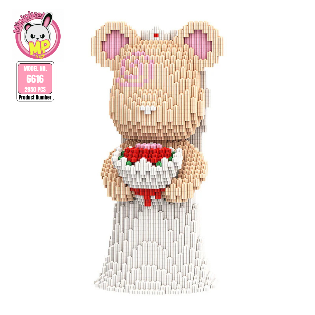 MPIN 6616 | Bride Bear DIY Building Block Set (2,950 Pcs) - 32cm