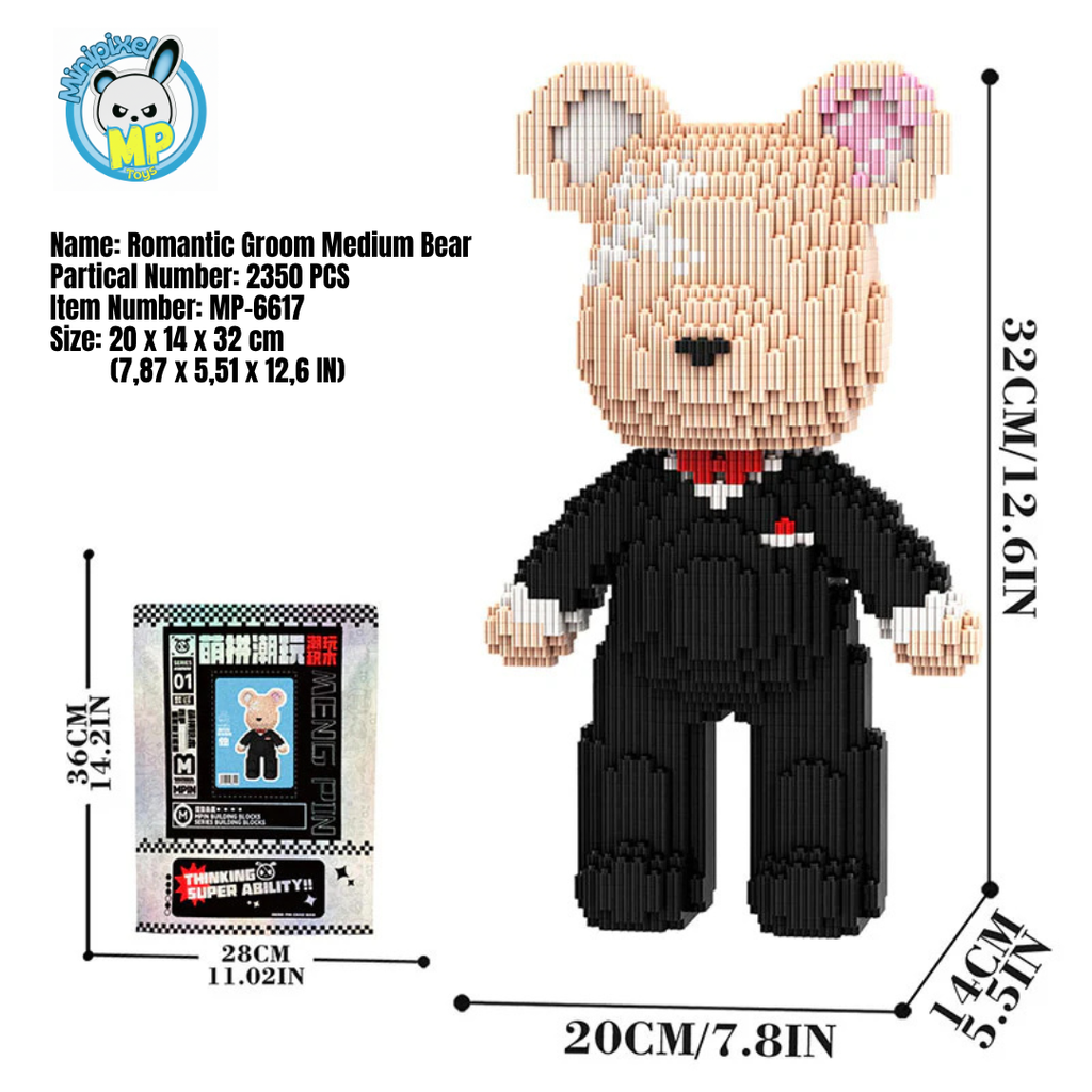 MPIN 6617 | Groom Bear DIY Building Block Set (2,350 Pcs) - 32cm