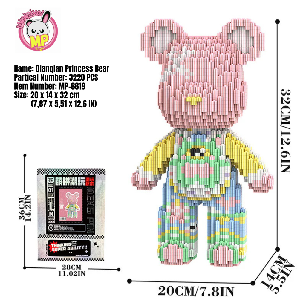 MPIN 6619 | Princess Bear DIY Building Block Set (3,220 Pcs) - 32cm
