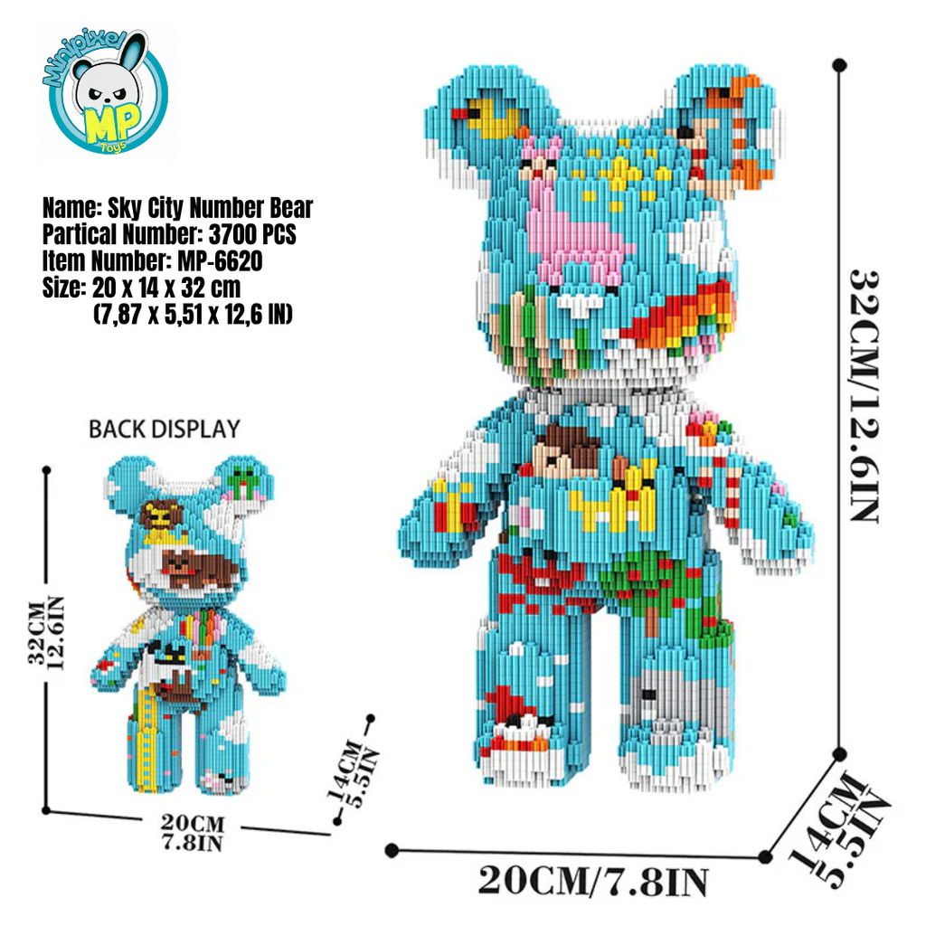 MPIN MP-6620 | Castle in the Sky Bear DIY Building Block Set (3,700 Pcs) - 32cm