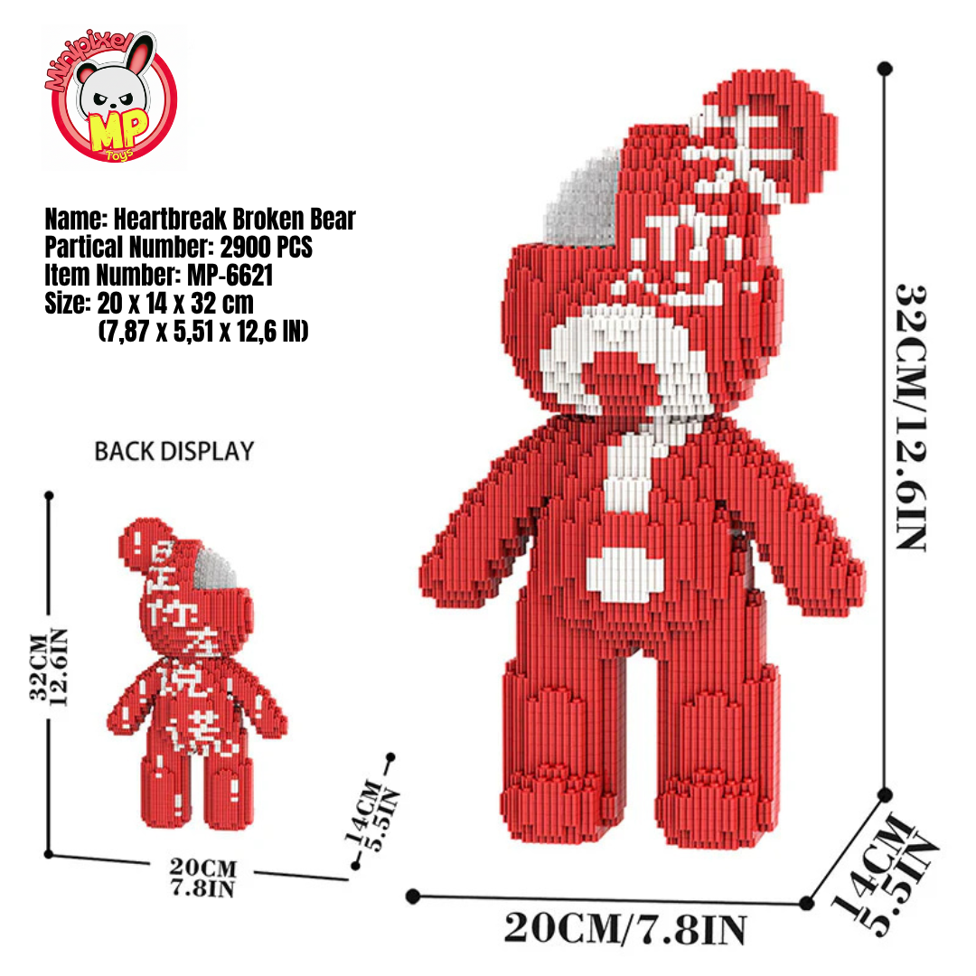 MPIN 6621 | Heartbreak Bear DIY Building Block Set (2,900 Pcs) - 32cm