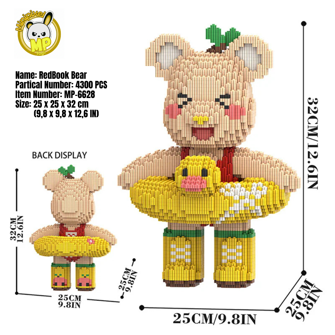 MPIN MP-6628 | RedBook Bear DIY Building Block Set (4,300 Pcs) - 32cm