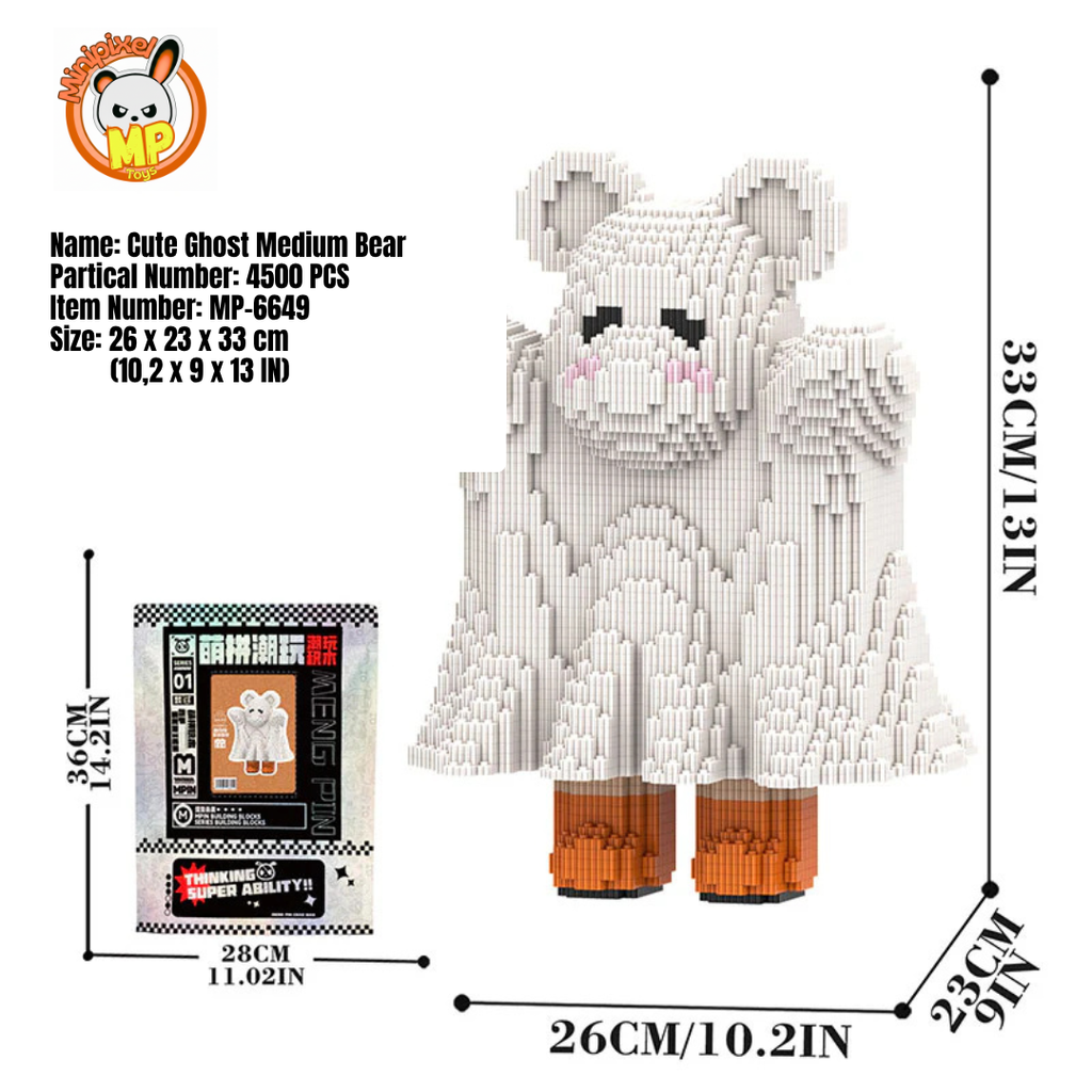 MPIN MP-6649 | Cute Ghost Bear DIY Building Block Set (4,500 Pcs) - 33cm