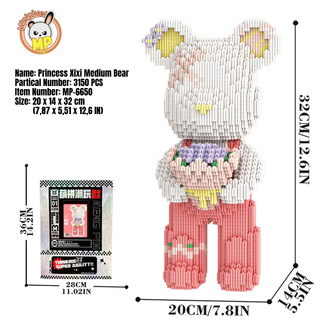 MPIN MP-6650 | Princess Xixi Bear DIY Building Block Set (3,150 Pcs) - 32cm