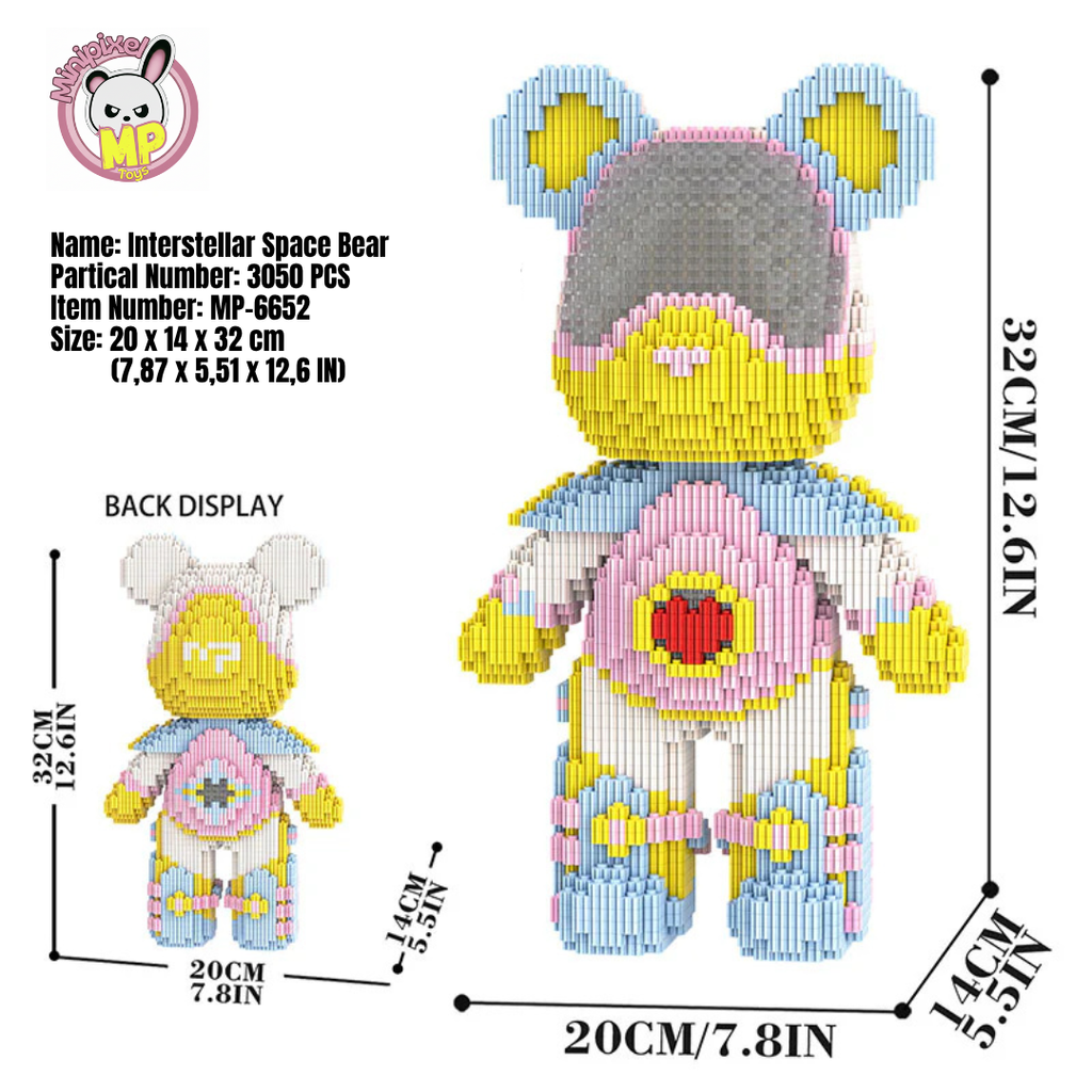 MPIN MP-6652 | Interstellar Astronaut Bear DIY Building Block Set (3,050 Pcs) - 32cm