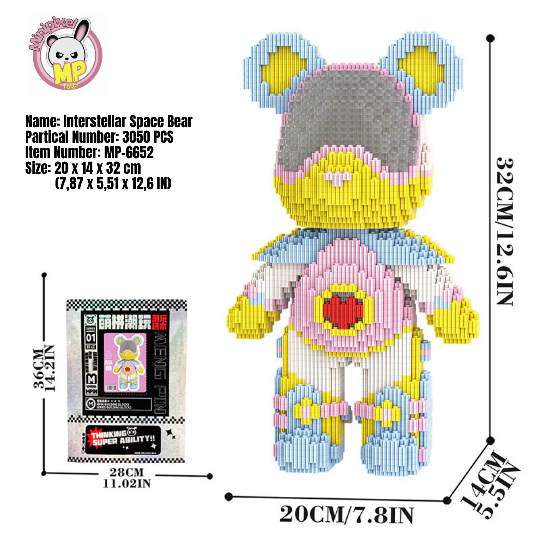 MPIN MP-6652 | Interstellar Astronaut Bear DIY Building Block Set (3,050 Pcs) - 32cm