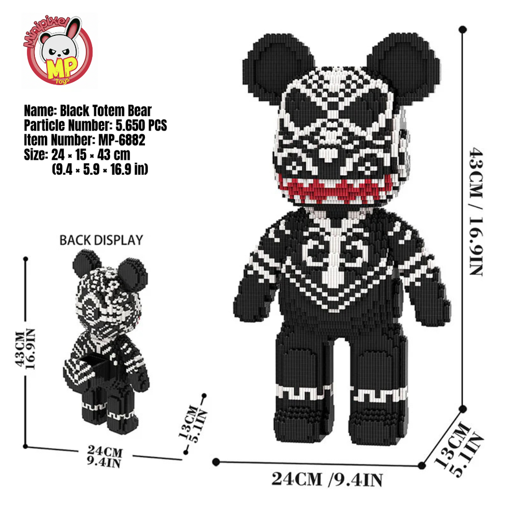MPIN 6882 | Black Totem Bear DIY Building Block Set (5,650 Pcs) - 43cm