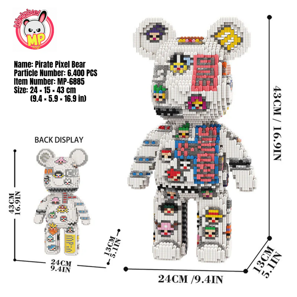 MPIN 6885 | Pirate Pixel Bear DIY Building Block Set (6,350 Pcs) - 43cm