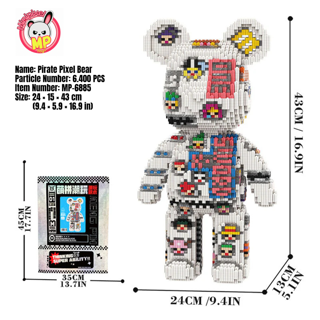 MPIN 6885 | Pirate Pixel Bear DIY Building Block Set (6,350 Pcs) - 43cm