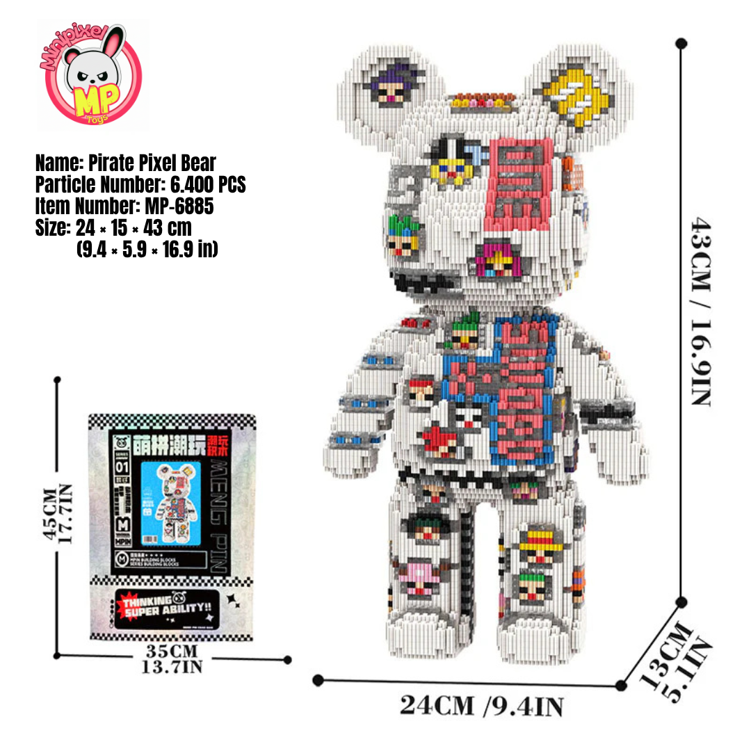 MPIN 6885 | Pirate Pixel Bear DIY Building Block Set (6,350 Pcs) - 43cm