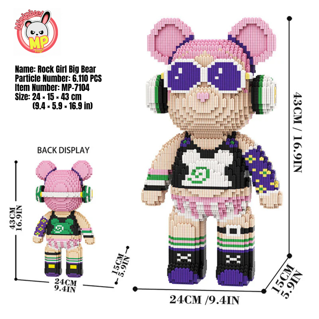 MPIN 7104 | Rock Girl Bear DIY Building Block Set (6,110 Pcs) - 43cm
