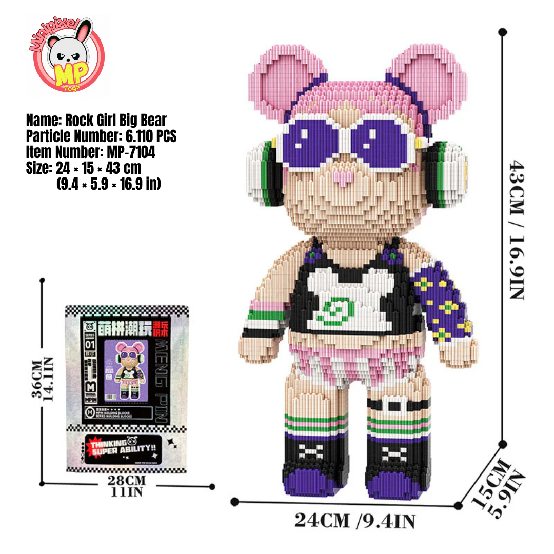 MPIN 7104 | Rock Girl Bear DIY Building Block Set (6,110 Pcs) - 43cm