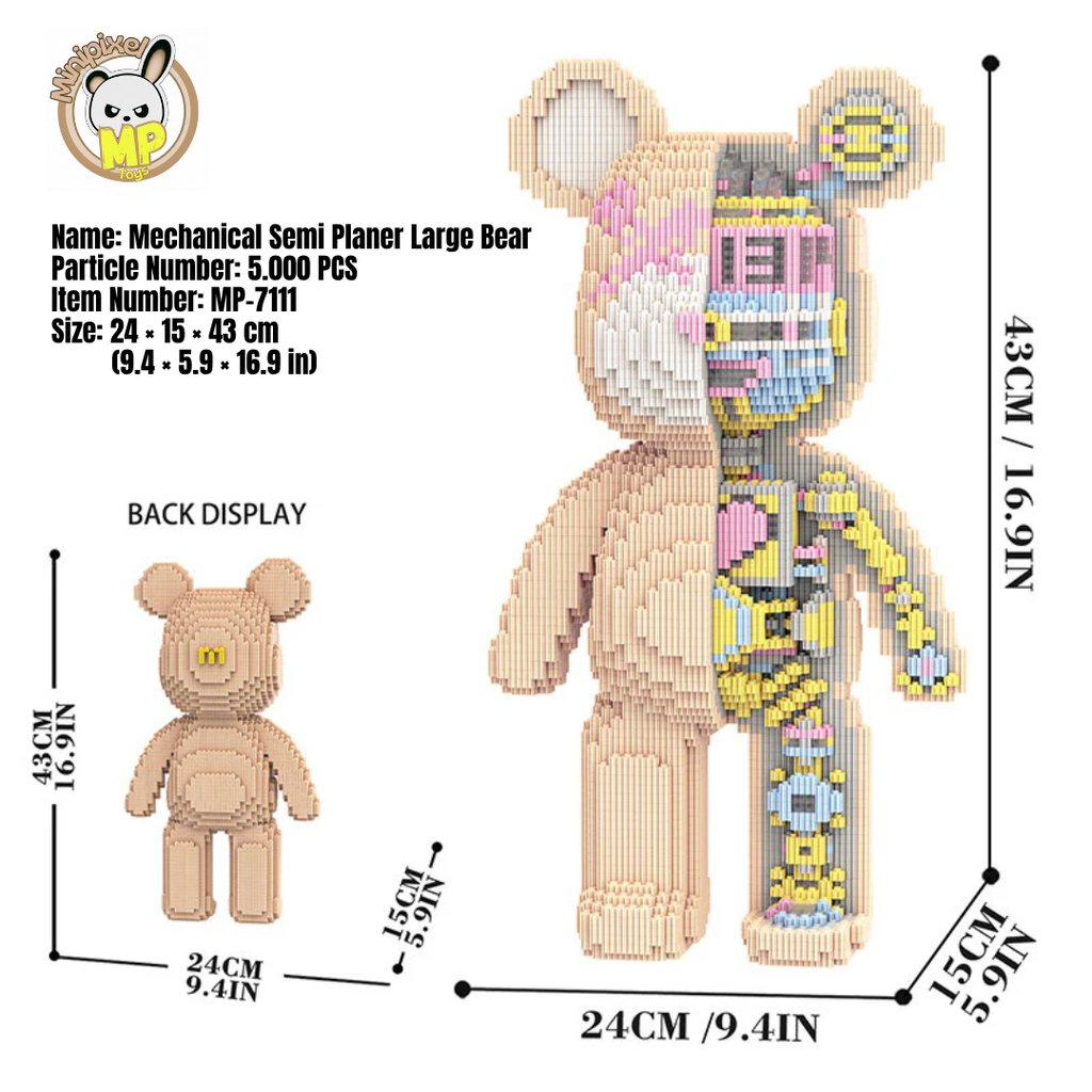 MPIN 7111 | Semi-Anatomical Mechanical Bear DIY Building Block Set (5,000 Pcs) - 43cm