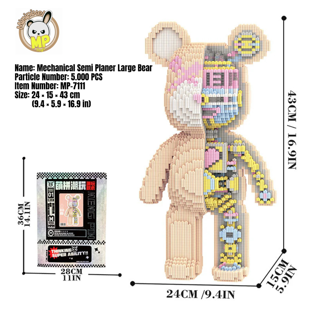 MPIN 7111 | Semi-Anatomical Mechanical Bear DIY Building Block Set (5,000 Pcs) - 43cm