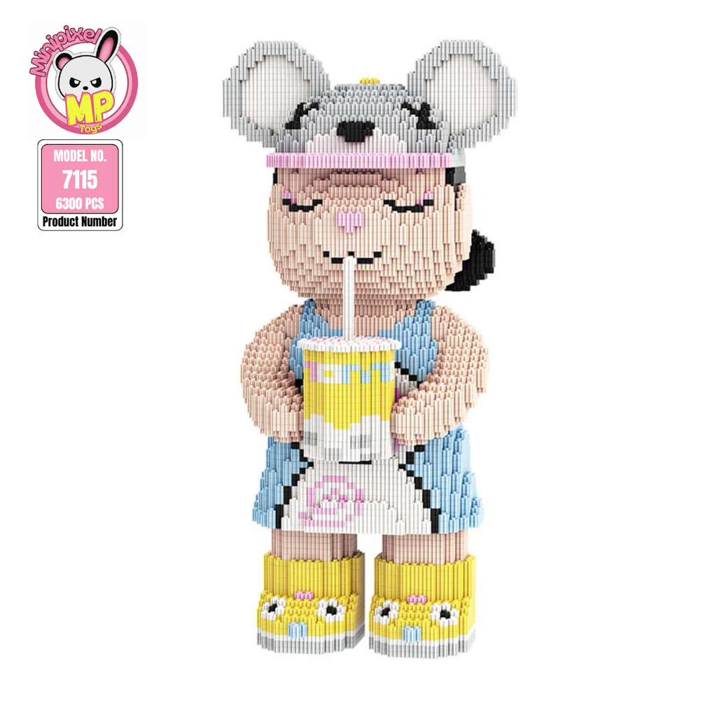 MPIN 7115 | Summer Milk Tea Bear DIY Building Block Set (6,300 Pcs) - 43cm