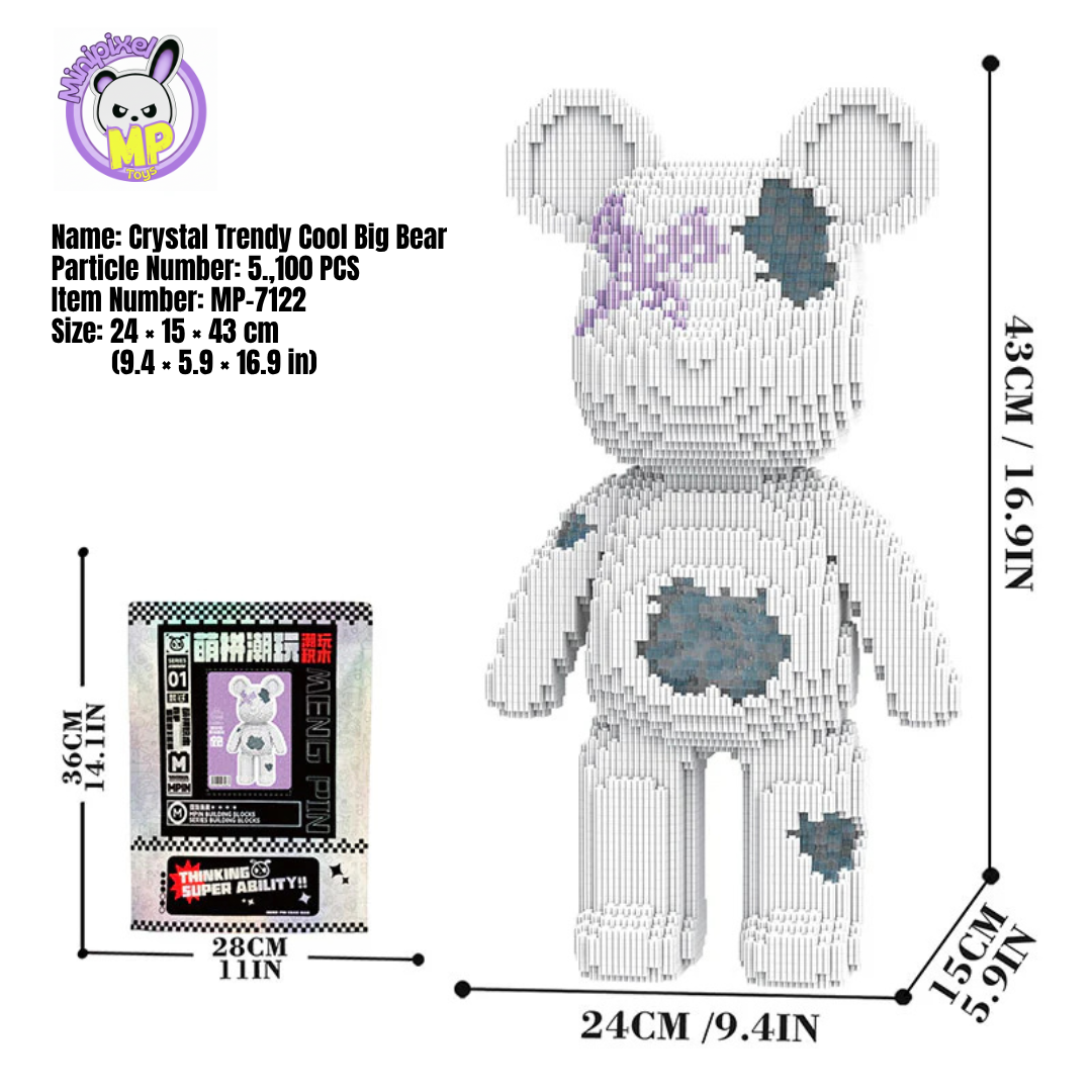 MPIN 7122 | Crystal Trendy Cool Bear DIY Building Block Set (5,100 Pcs) - 43cm