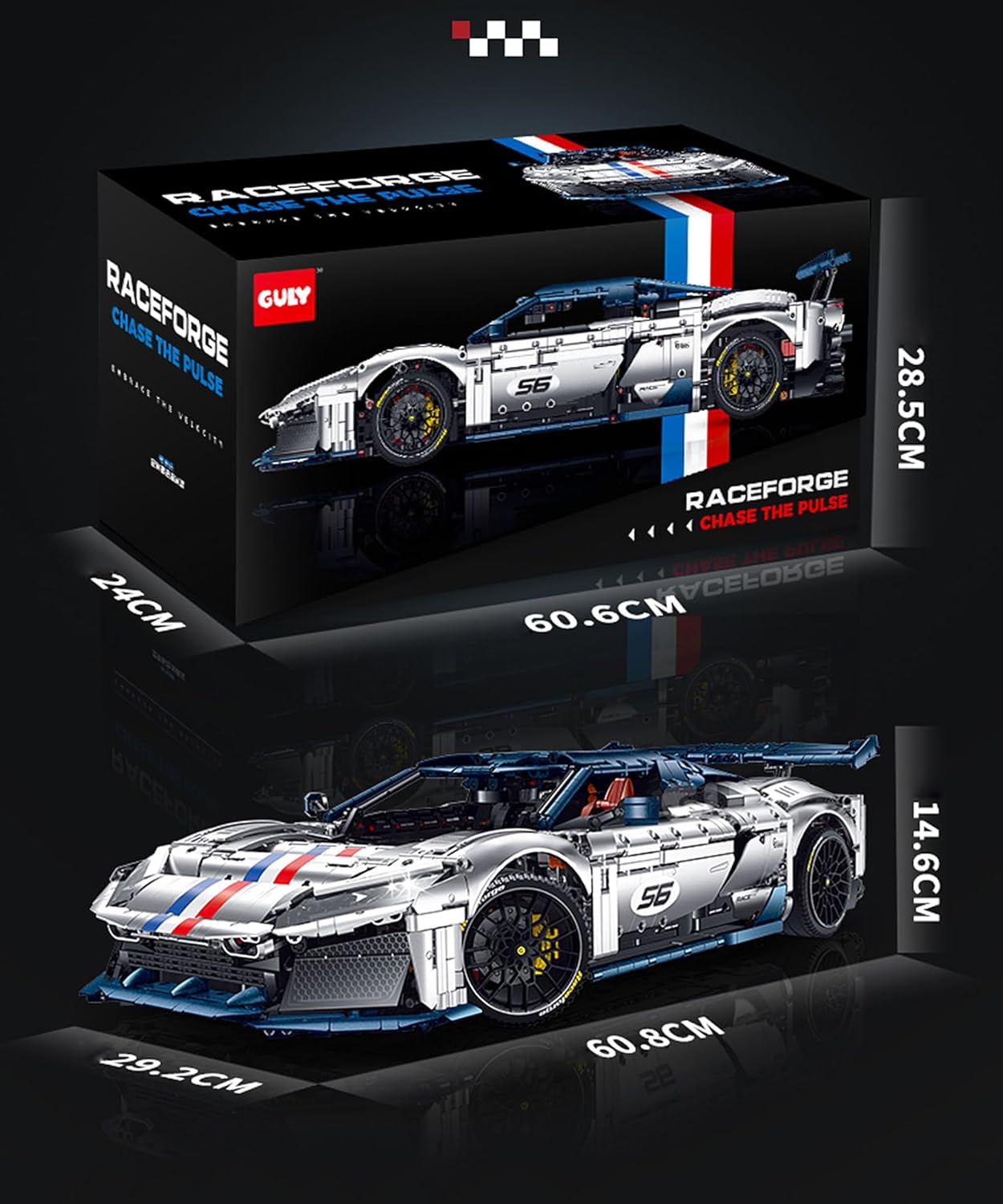 GULY 10656 Chase The Pulse F80: 1:8 Hyper-Performance RC Supercar Building Set