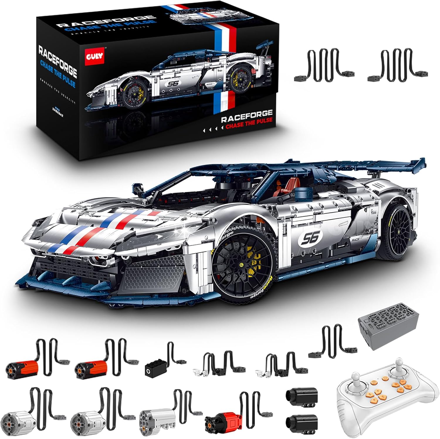 GULY 10656 Chase The Pulse F80: 1:8 Hyper-Performance RC Supercar Building Set
