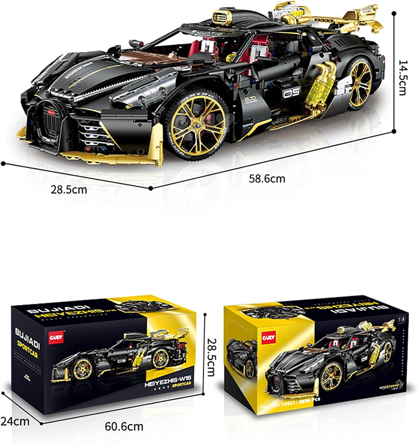 GULY 10631 Heiyezhis W16: 1:8 Hyper-Performance RC Supercar Building Set