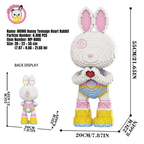 MPIN M8005 MOMO Heart Gesture Rabbit Klemmbausteine (6400 Teile), 55 cm, Herz Hase Mikro-3D Tier-Bausteine für Erwachsene und Kinder, DIY Klemmbaustein Set, Süße Deko & Sammlerstück