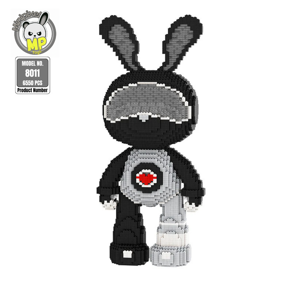 MPIN M8011 MOMO Interstellar Boy Bunny (6550 Teile), 55 cm, Interstellarer Sci-Fi Hase, Mikro-3D Klemmbaustein Set für Erwachsene und Jugendliche, Futuristische Deko & Sammlerstück