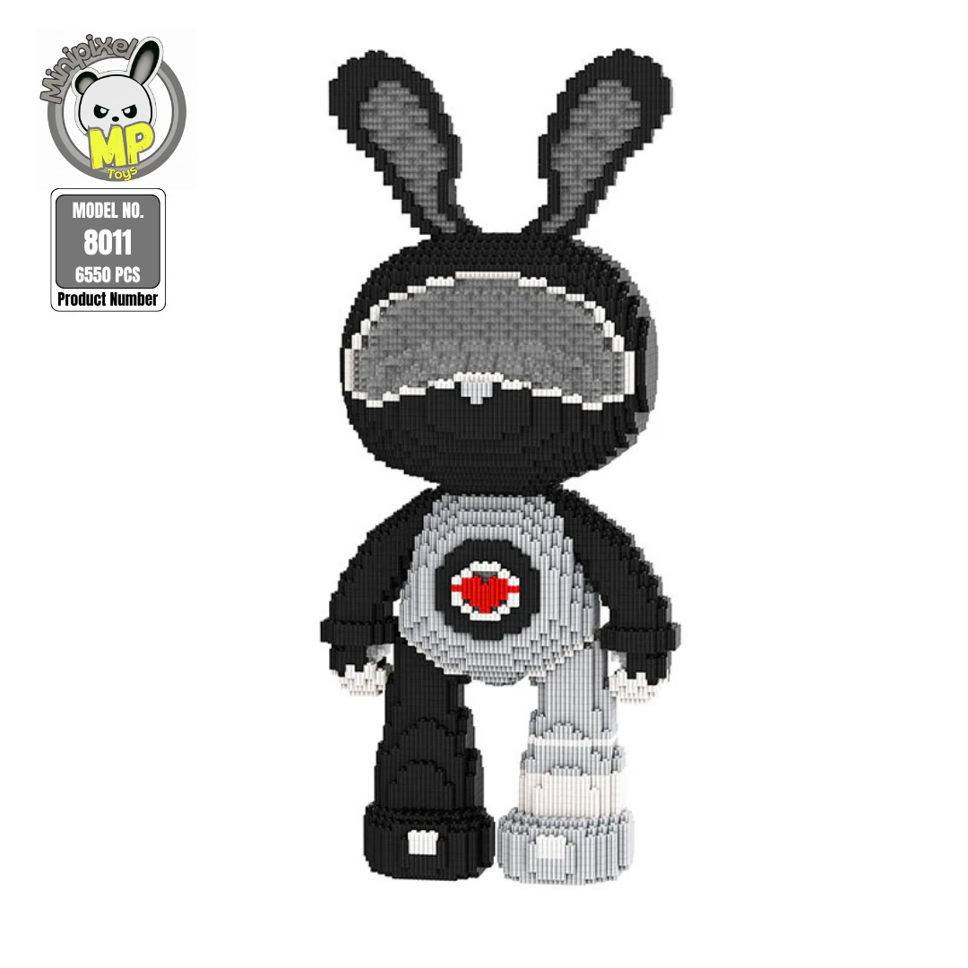 MPIN M8011 MOMO Interstellar Boy Bunny (6550 Teile), 55 cm, Interstellarer Sci-Fi Hase, Mikro-3D Klemmbaustein Set für Erwachsene und Jugendliche, Futuristische Deko & Sammlerstück