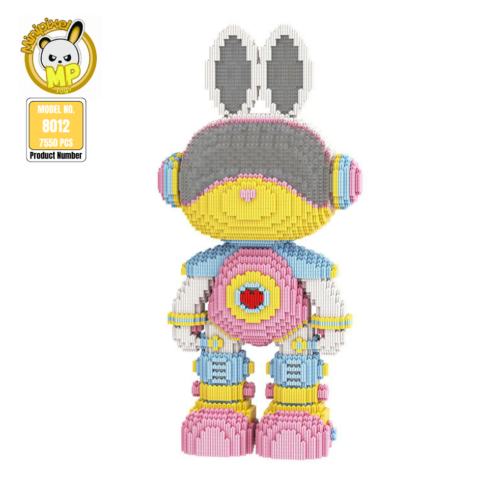 MPIN M8012 MOMO Interstellar Girl Bunny (7550 Teile), 55 cm, Interstellarer Girl Bunny im Pastell Sci-Fi Style, Mikro-3D Klemmbaustein Set für Erwachsene und Jugendliche, DIY Deko & Sammlerstück
