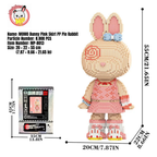 MPIN M8013 MOMO Pink Skirt Bunny (6900 Teile), 55 cm, Hase mit Rosa Kleid im Cute Style, Mikro-3D Klemmbaustein Set für Erwachsene und Jugendliche, DIY Dekofigur & Sammlerstück