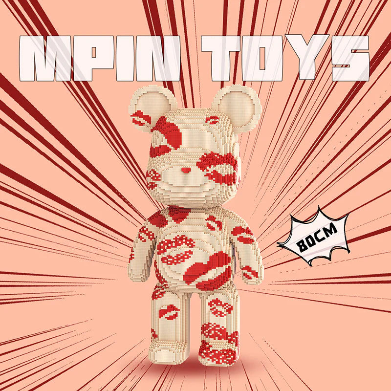 MPIN 894 | Kiss Kiss Big Bear - Cute Power Bear DIY Building Block Set (18,300 Pcs) - 80cm